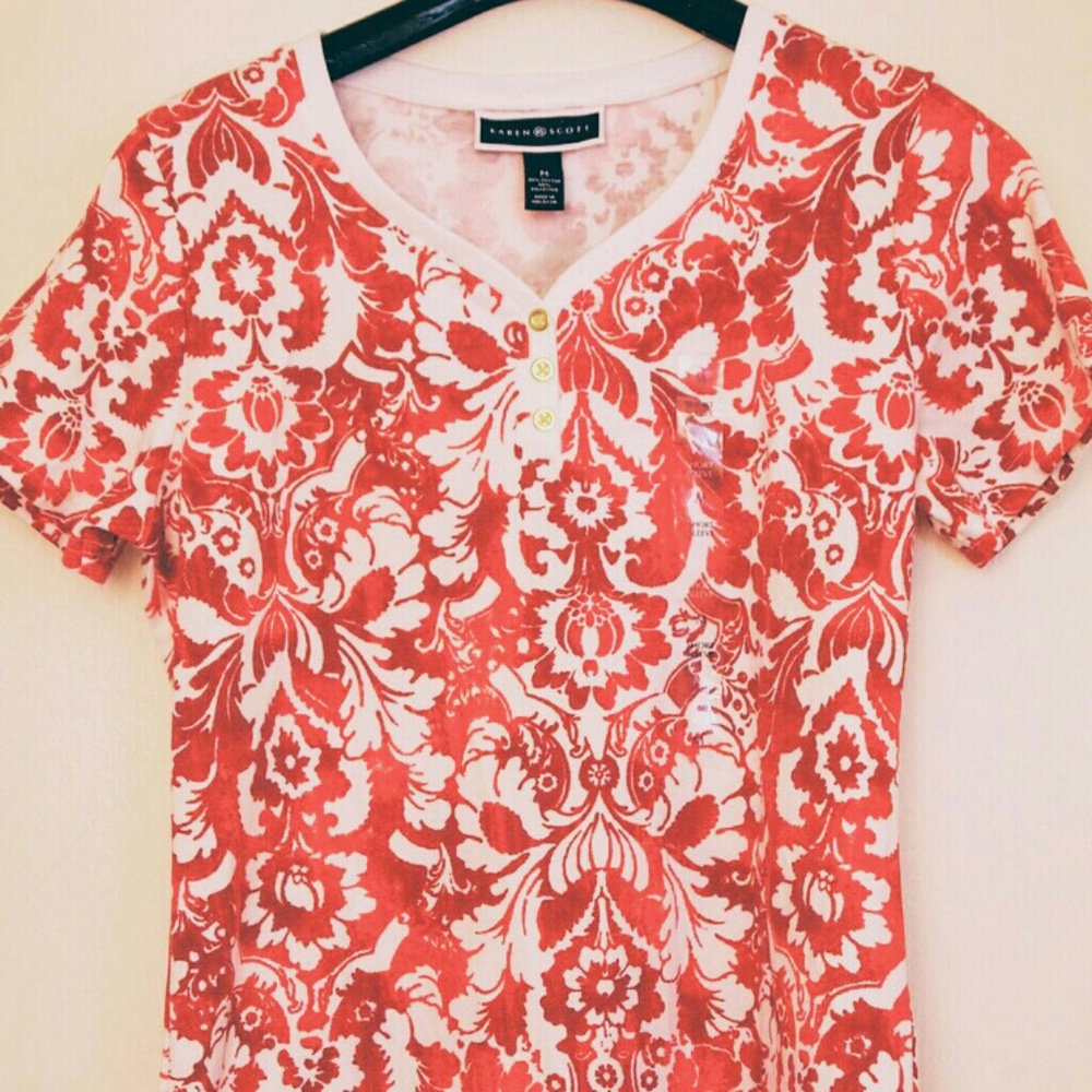🆕 Women's Top Floral Red Amore 😍 Short Sleeve
